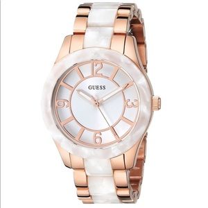 Guess Women’s Rose-Goldtone with white face. Box!